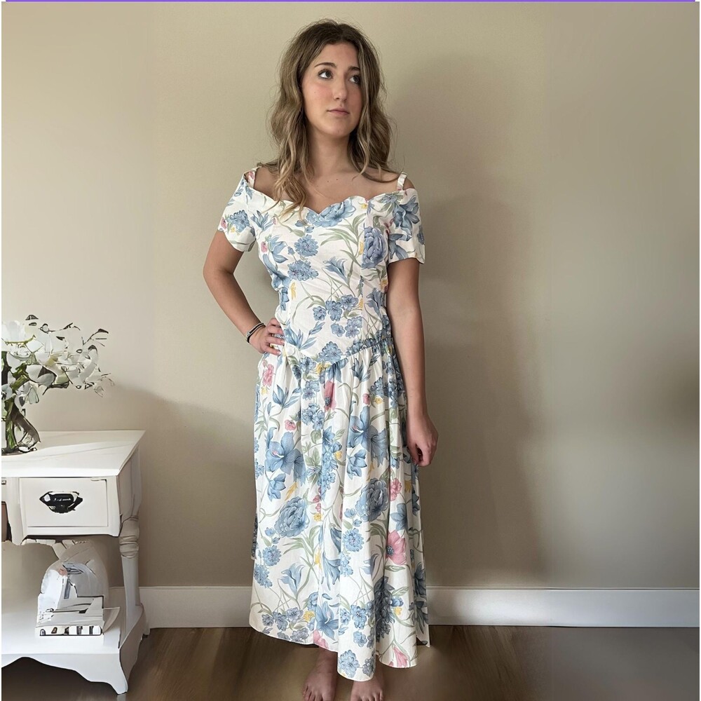 BNWT Deadstock 1980s Vintage Womens Spring Flowers Floral Dress | MHM sz 10